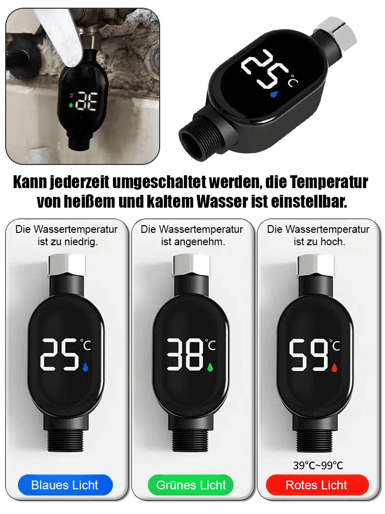 Intelligenter wasserdichter Duschkopf Temperaturanzeiger