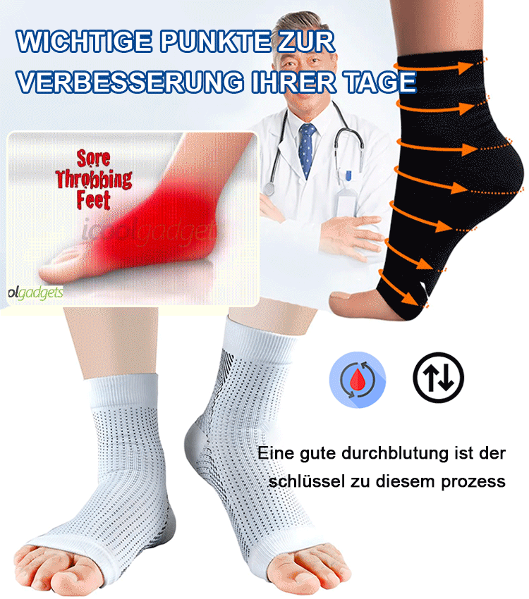 Knöchelhohe Korrektursocken für Krampfadern mit Kupferfaser