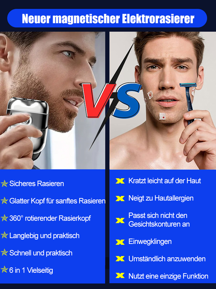 Zweiring-Magnetrasierer für Reisen