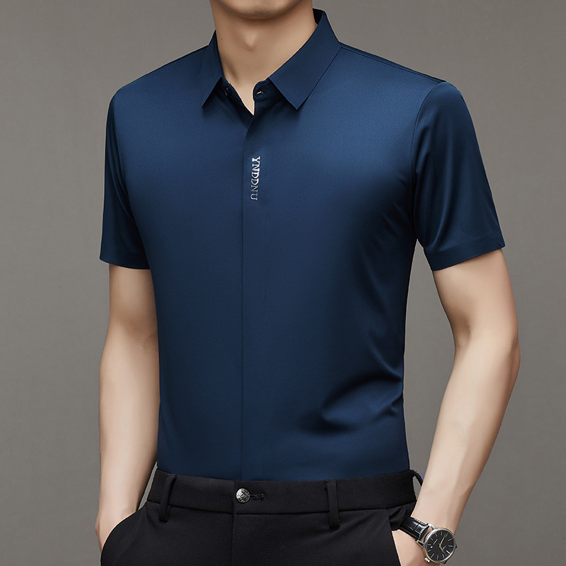 Herren Premium Ice Silk Kurzarmhemd