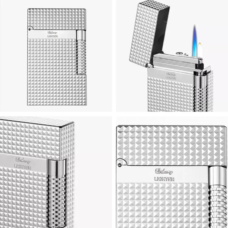 Diamantmuster Doppelflamme Luxus-Zigarrenfeuerzeug