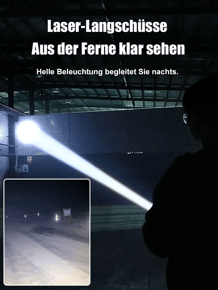 【Doppellichtquelle Superhell Fernstrahler】Weißer Laser Zoom Taschenlampe