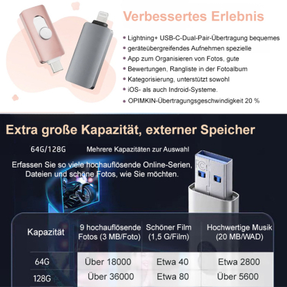 Sichern Sie Daten jederzeit und überall mit dem 3-in-1-USB-Flash-Laufwerk zur Handyerweiterung