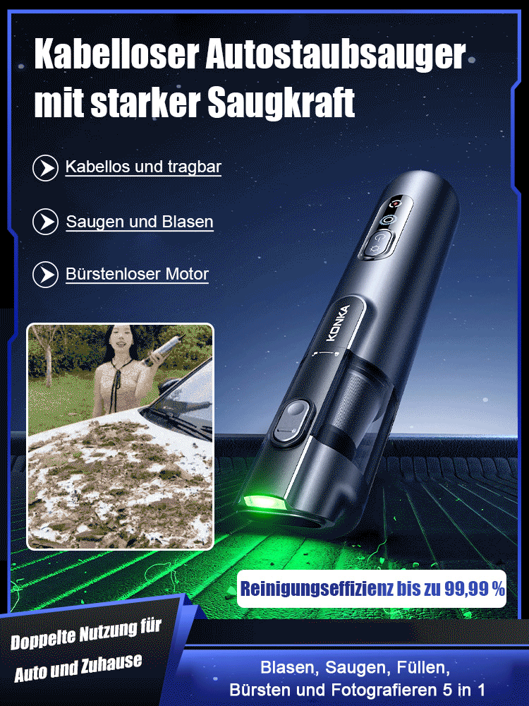 Kabelloser tragbarer Handstaubsauger mit starker Saugkraft, reinigen Sie Ihr Auto ganz einfach