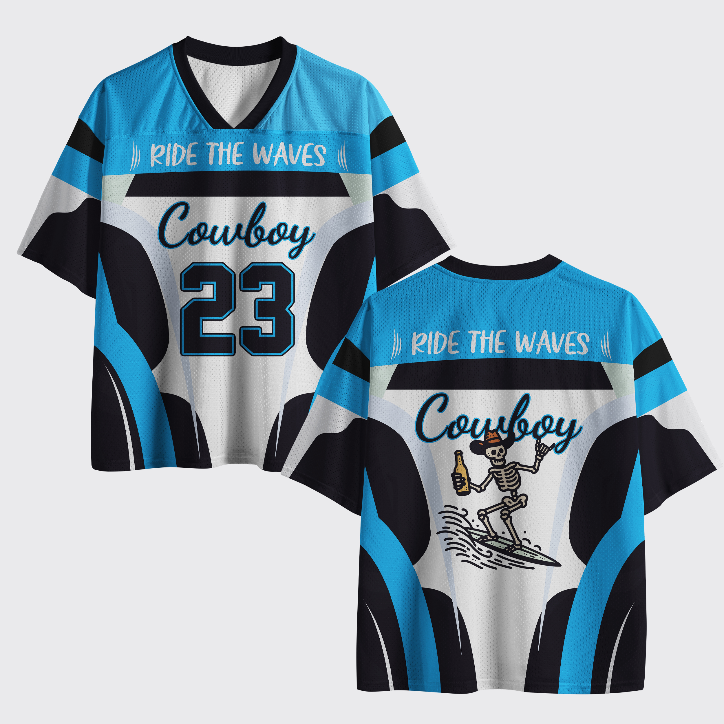 Personalized Ride The Waves Cowboy Mesh Jersey
