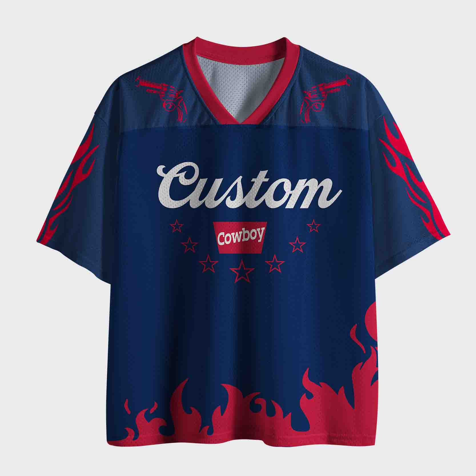 Personalized Cowboy Red Star Mesh Jersey