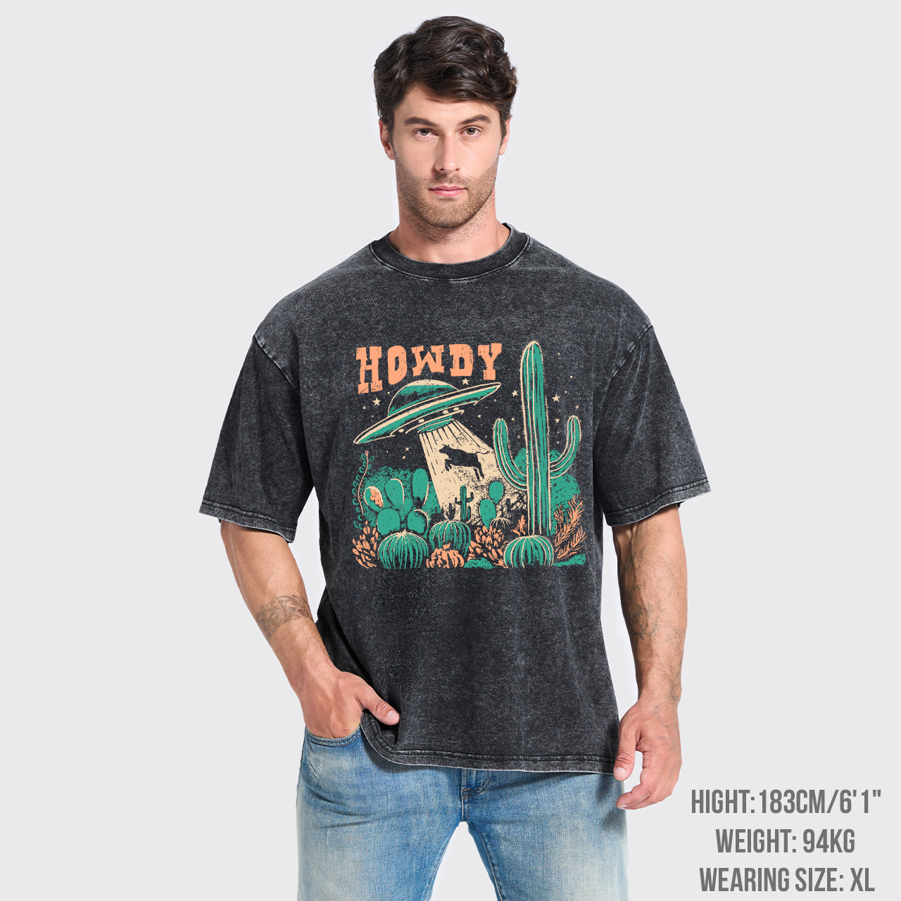 Howdy,Cow Abduction Garment-dye Tees