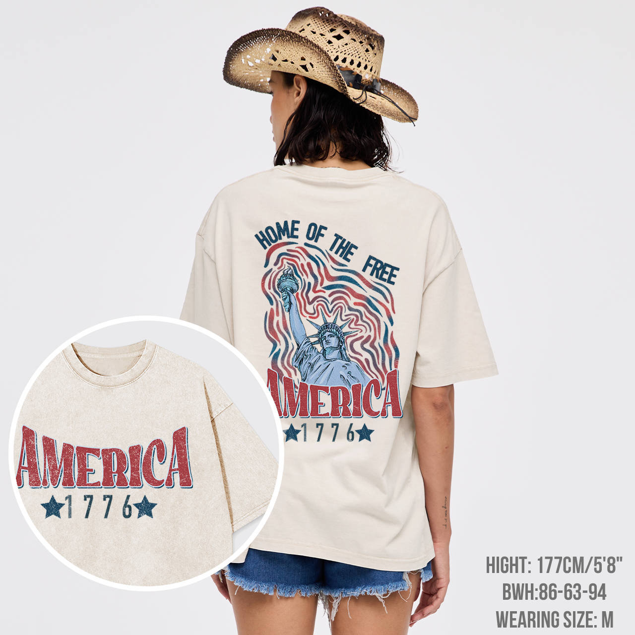 1776,Home Of The Free Garment-dye Tees