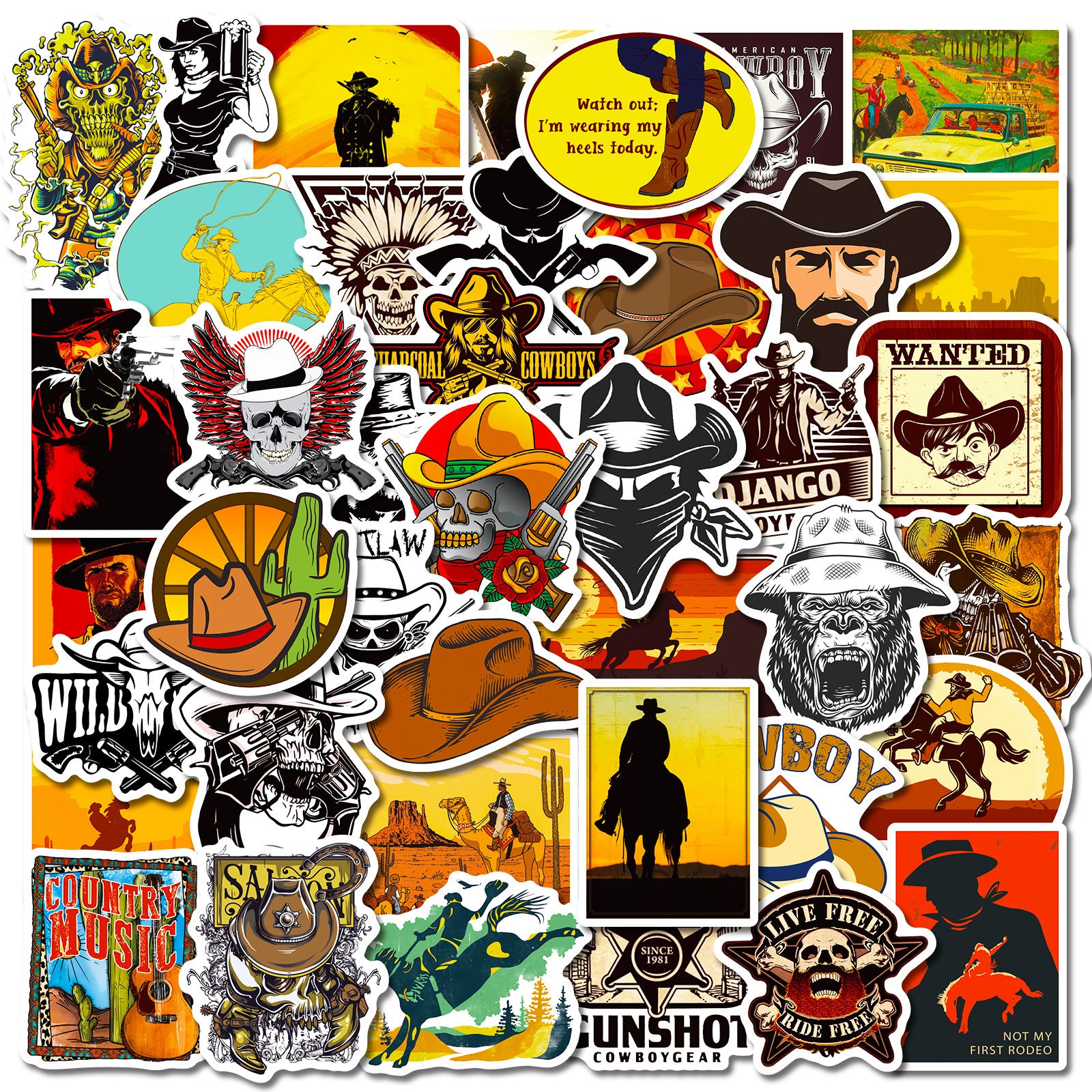 Western Cowboy Personality Graffiti Wild Stickers