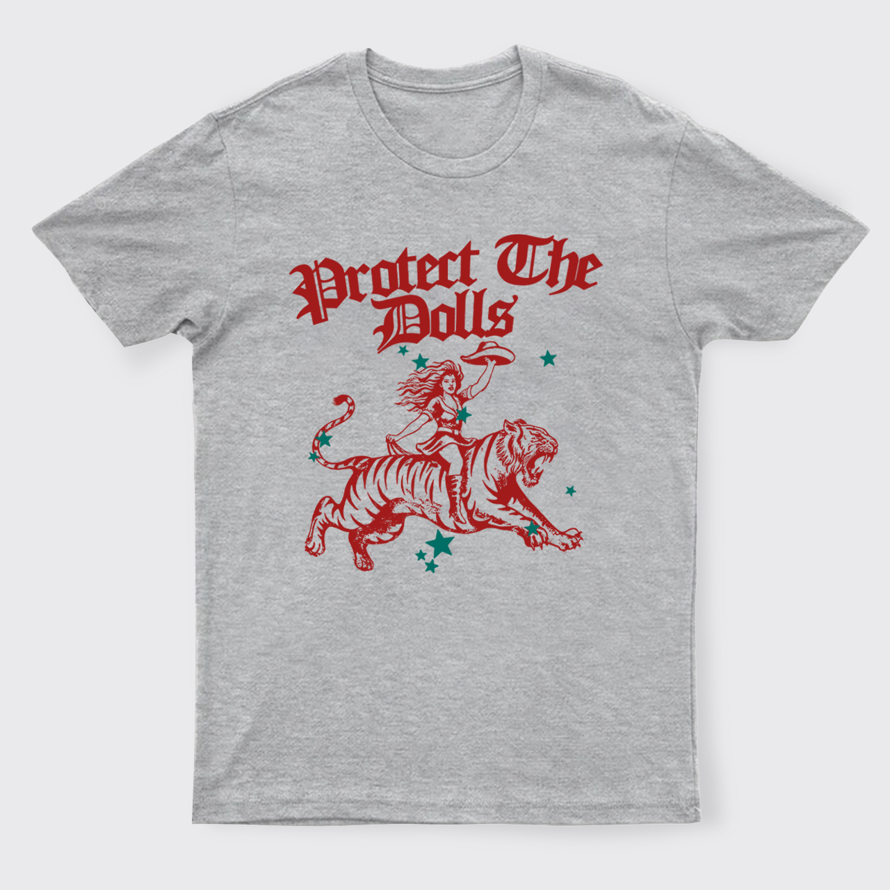 Vintage Cowgirl Riding Tiger T-Shirts