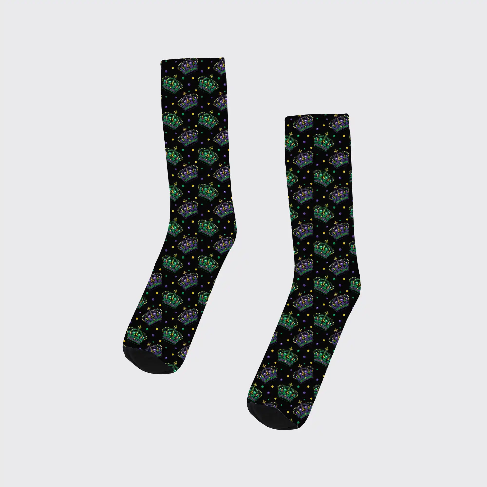 Mardi Gras Crown Pattern Printed Cotton Socks