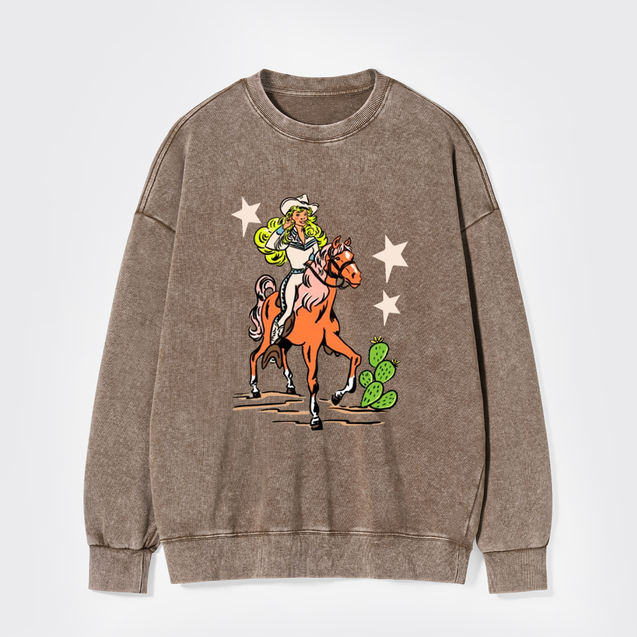 Retro Rodeo Cowgirl Washed Sweatshirts