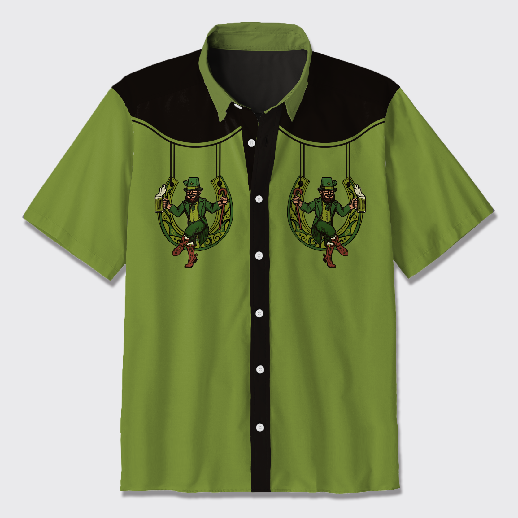Saint Patricks Day Vintage Leprechaun Irish Button Up Shirts