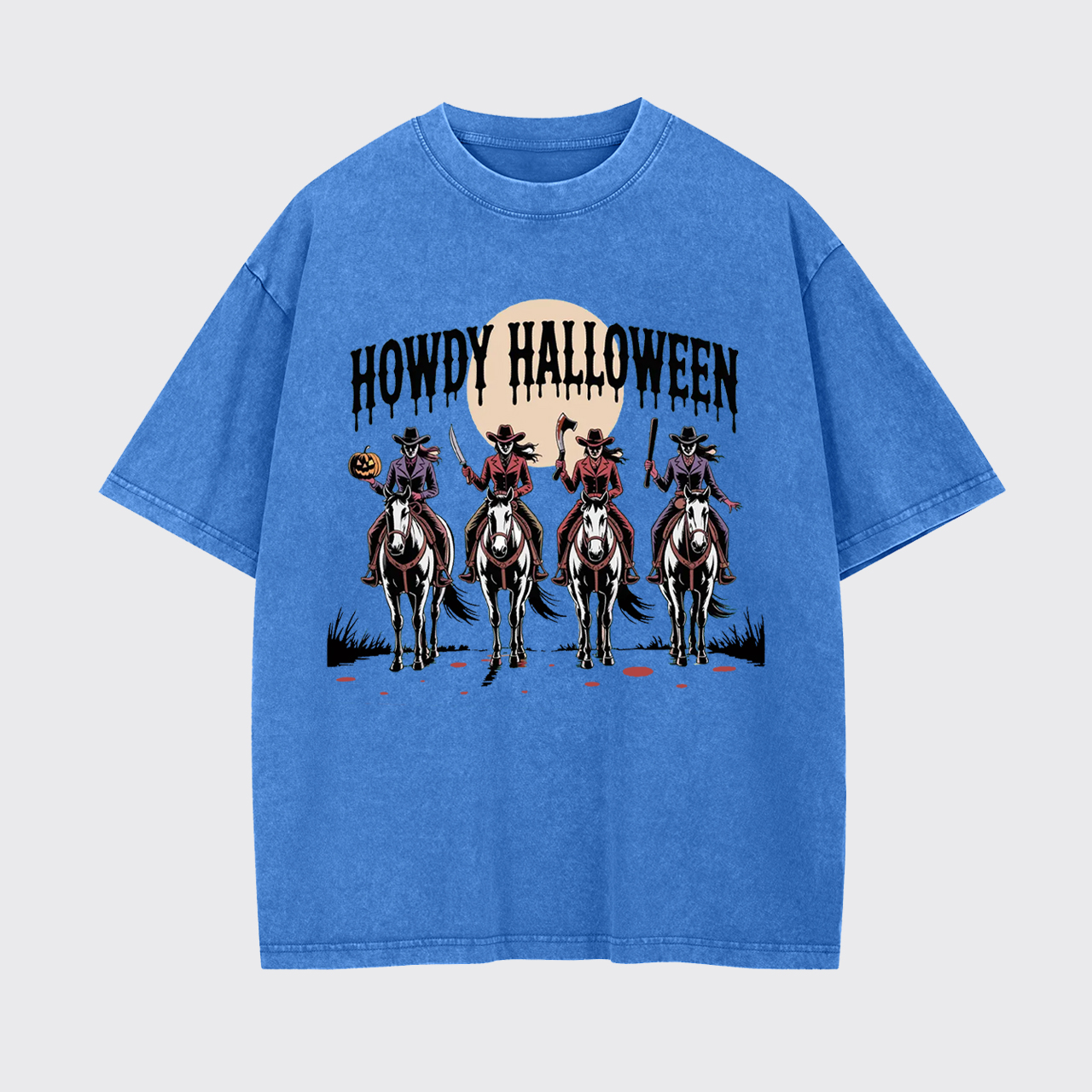 Cowgirl Riding Halloween Garment-dye Tees