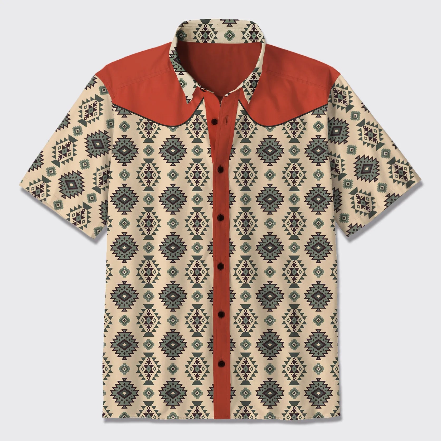 Aztec Pattern Design Button Up Shirts_8