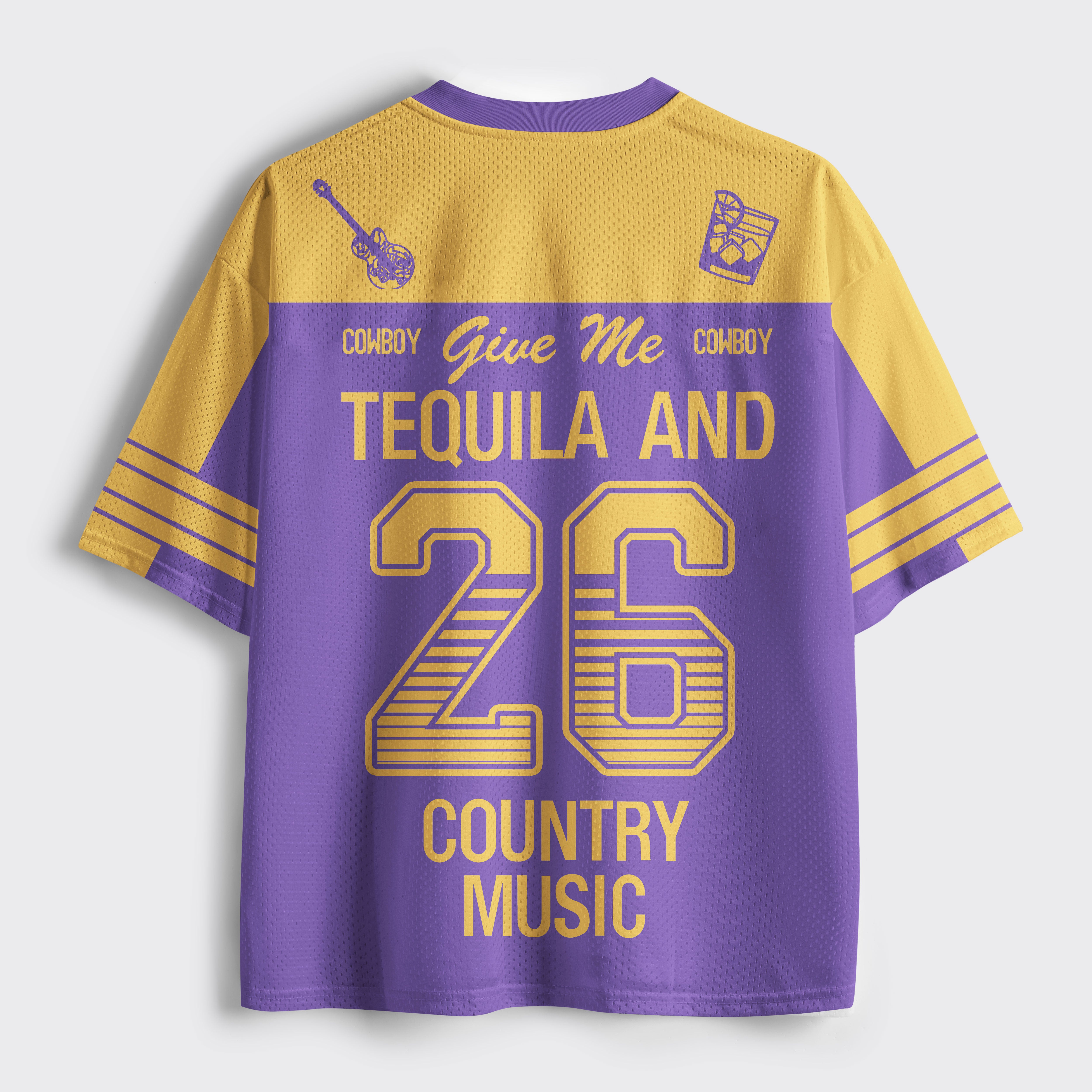 Personalized Yellow Tequila And Country Music Mesh Jersey