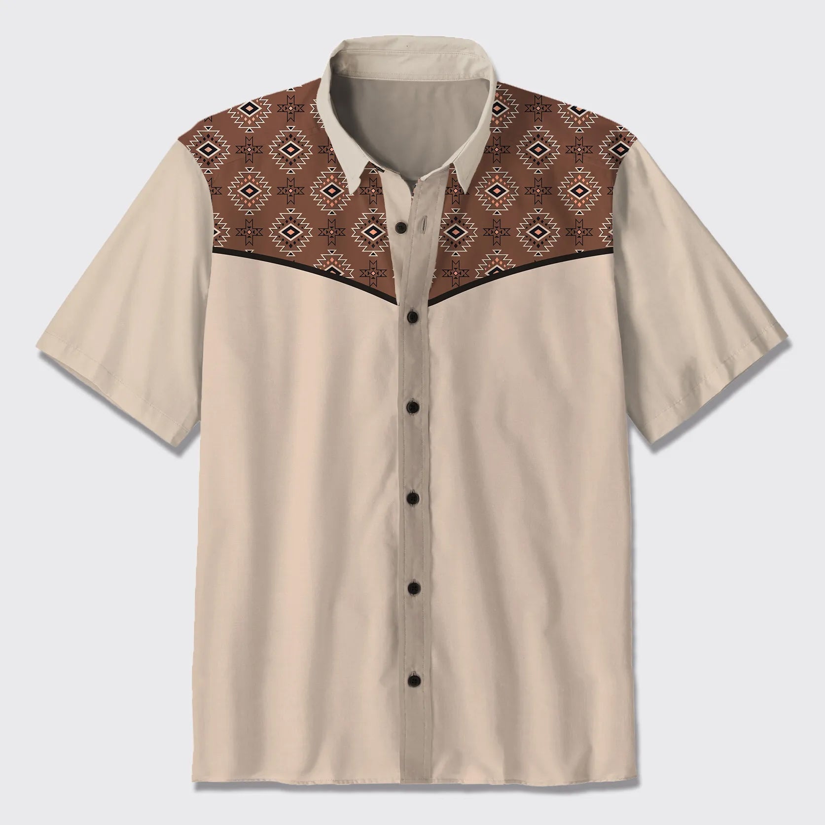 Aztec Pattern Design Button Up Shirts_9