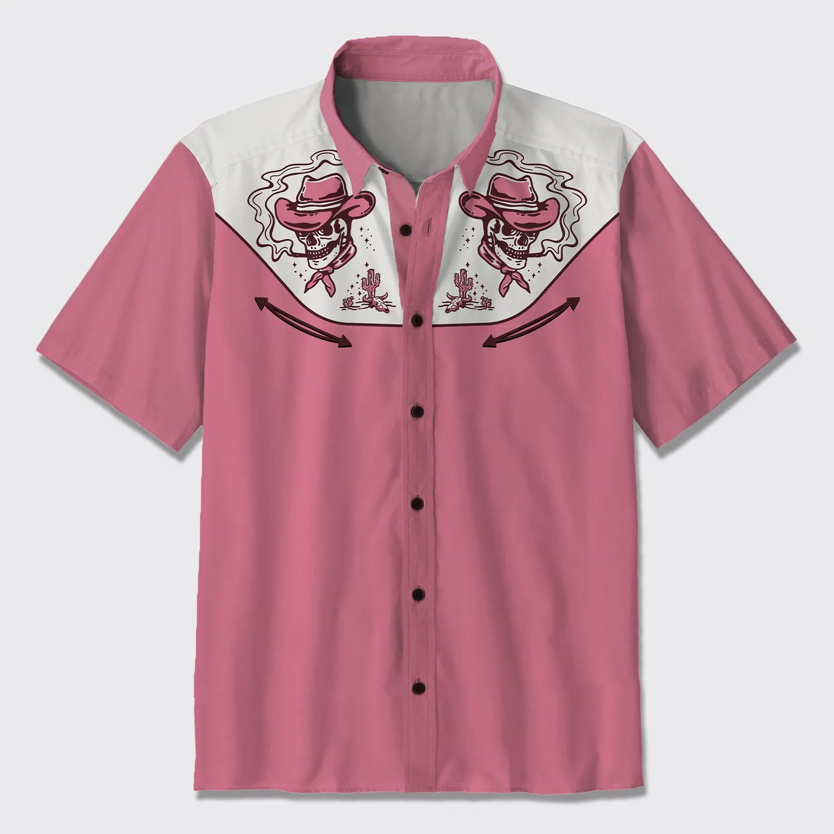Skeleton Cowboy Smoking Button Up Shirts_5