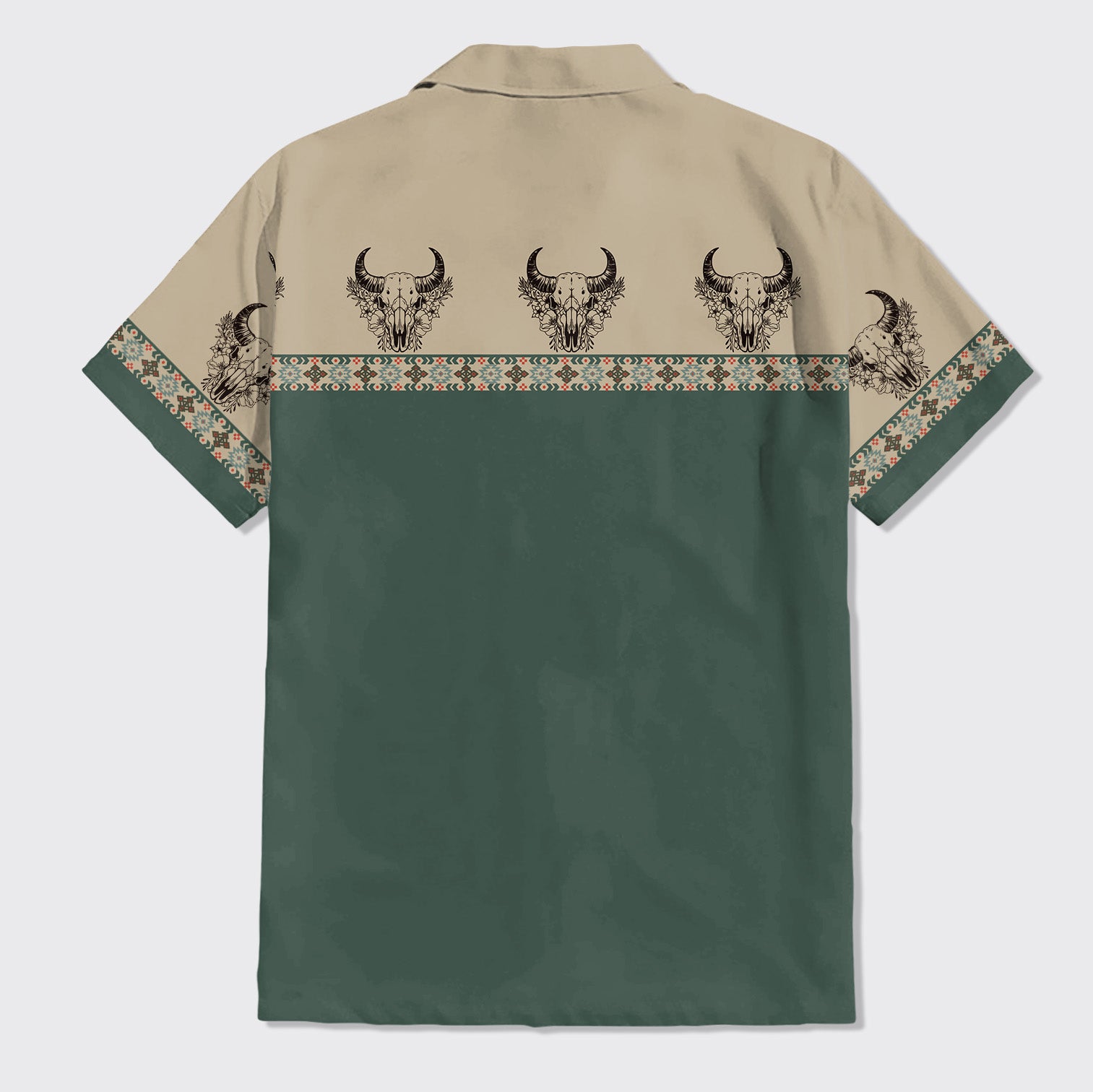 Bull Skull Pattern Button Up Shirts