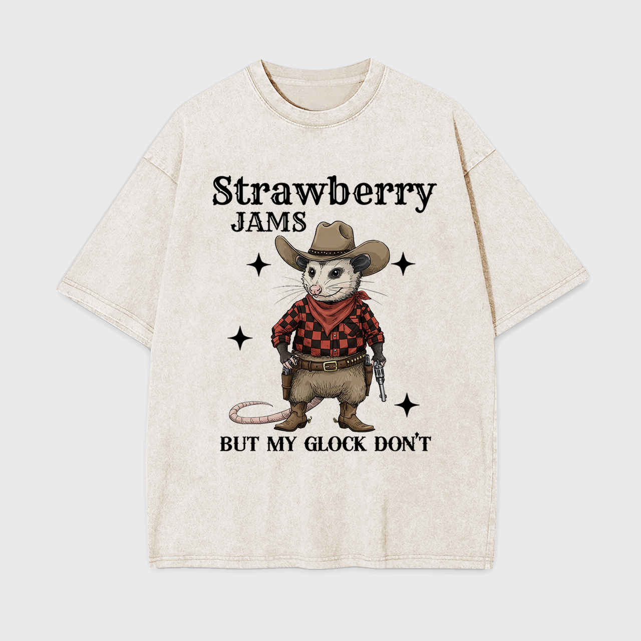 Cowboy Opossum With Gun Garment-dye Tees