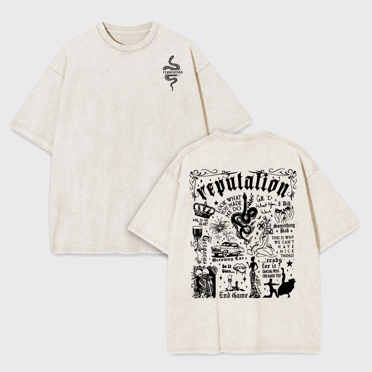 Cute Cat Album Music Garment-dye Tees