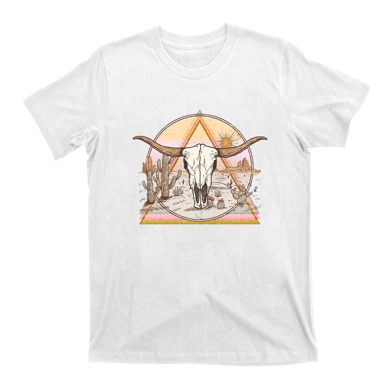 Mysterious Triangular Cow Skull Desert T-Shirts