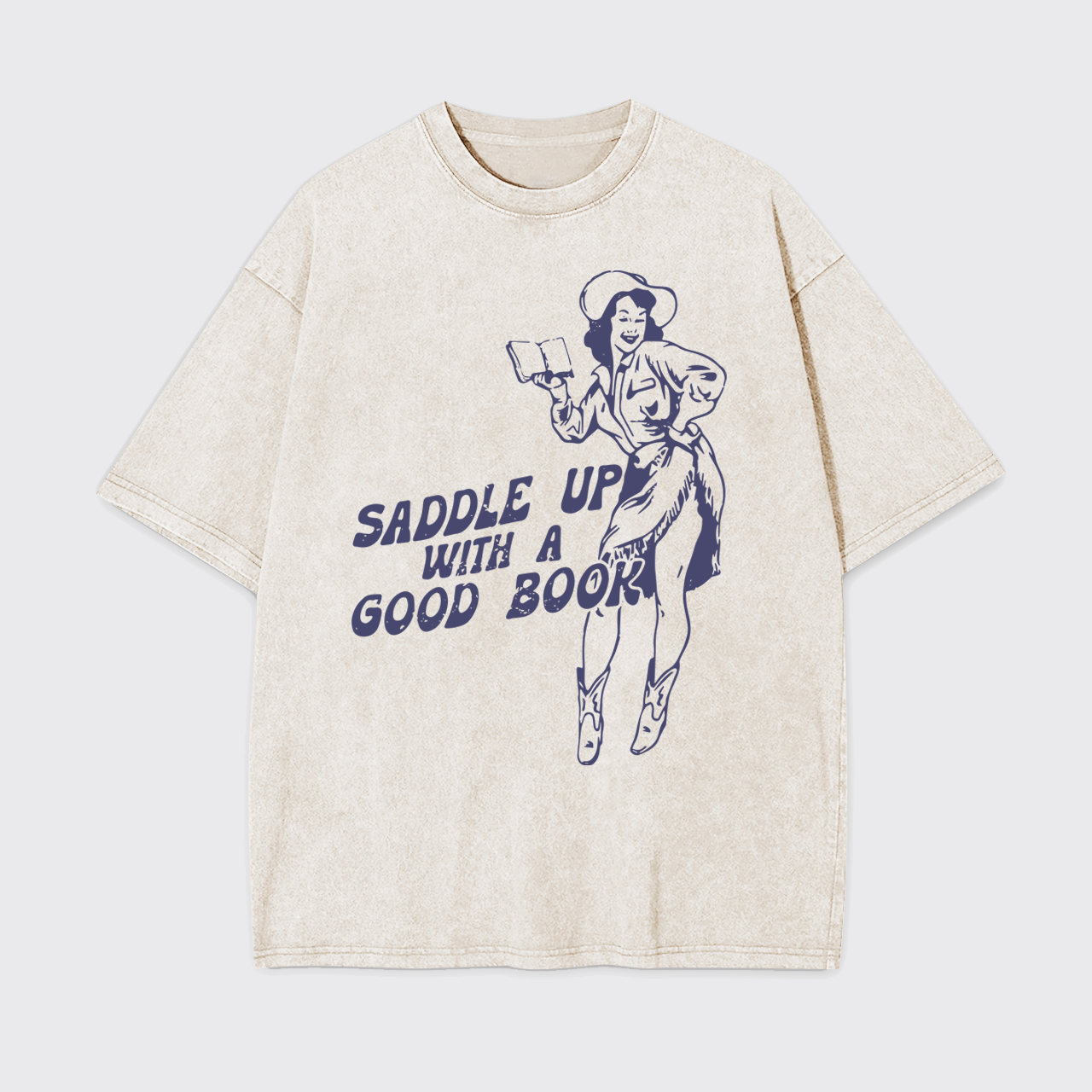 Retro Western Country Bookish Cowgirl Garment-dye Tees