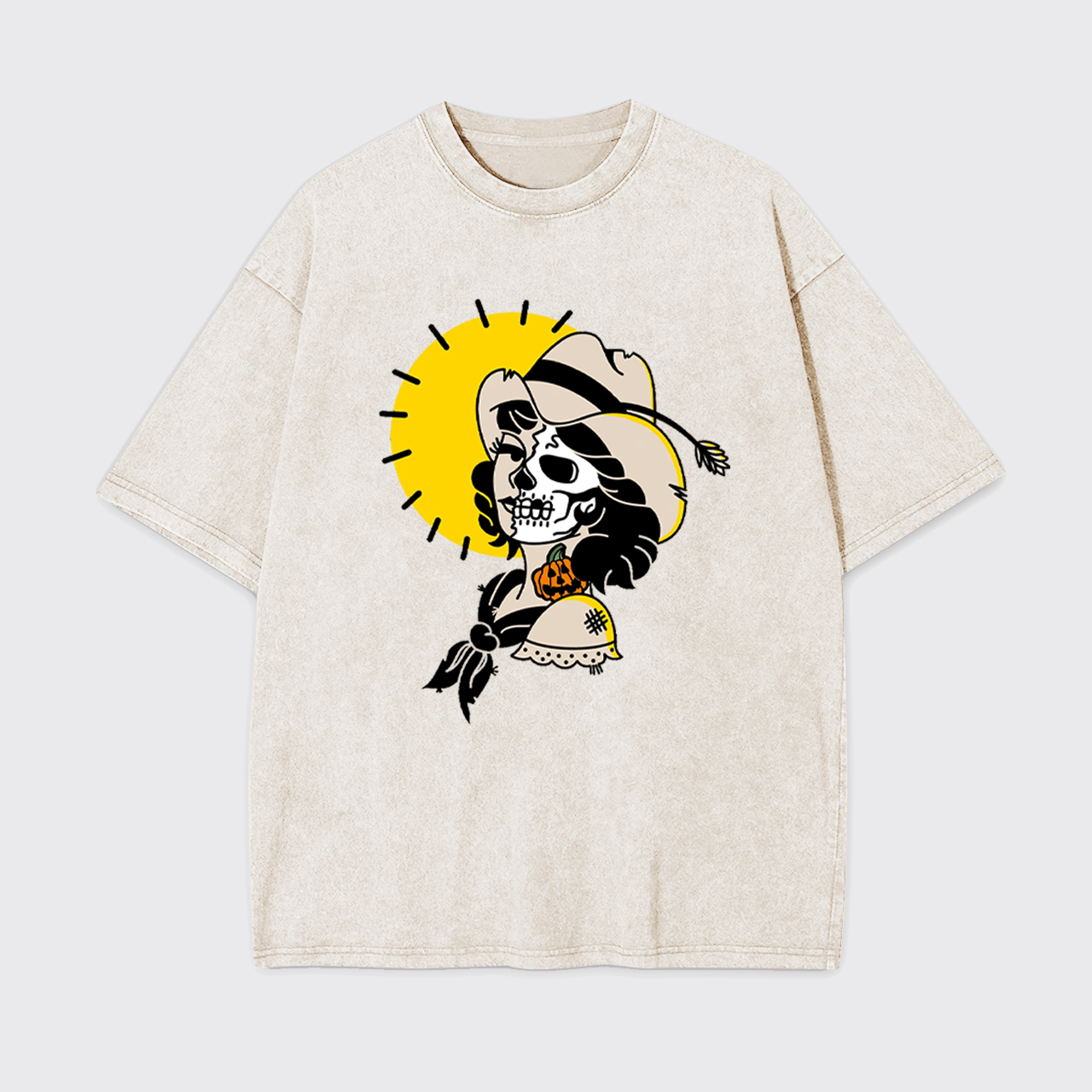 Halloween Skull Cowgirl Garment-dye Tees