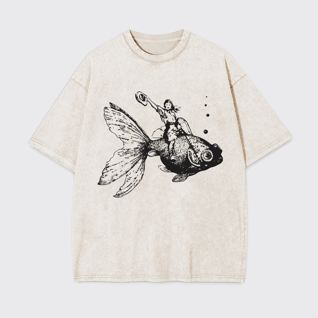 Goldfish-Riding Cowgirl Garment-dye Tees