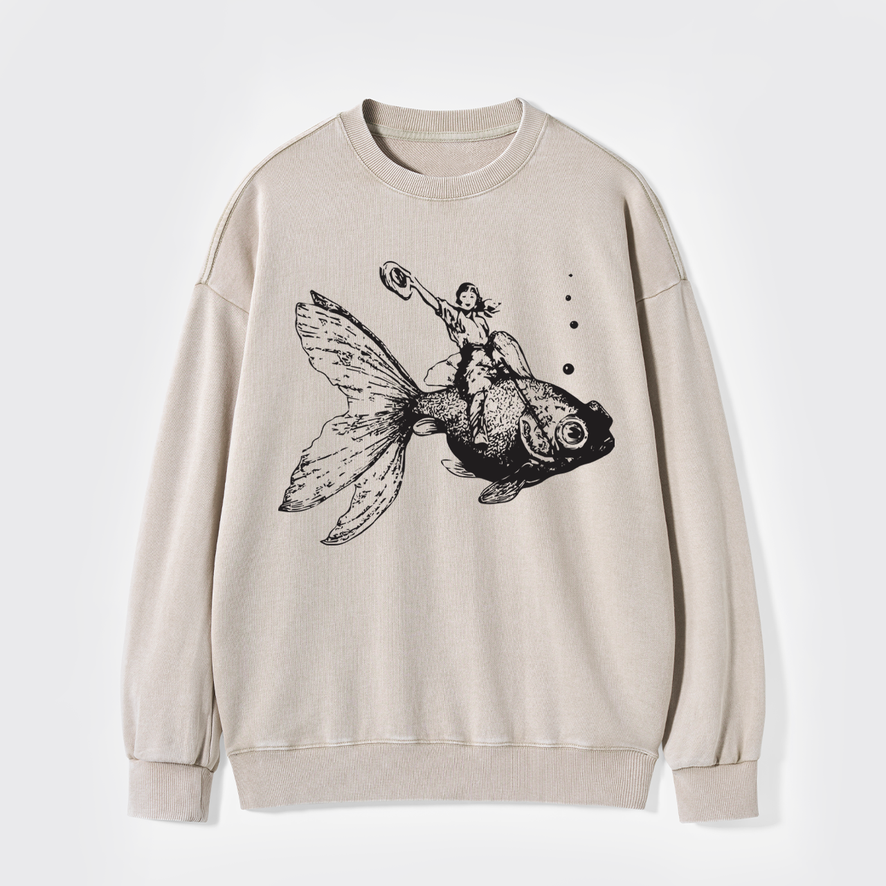 Goldfish-Riding Cowgirl Washed Sweatshirts