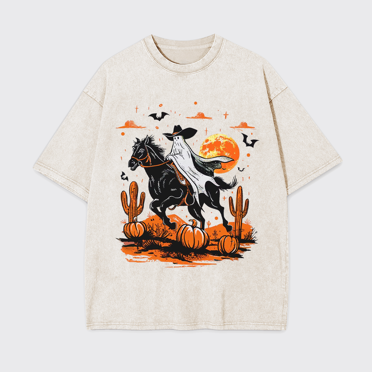Retro Halloween Ghost Rider Garment-dye Tees
