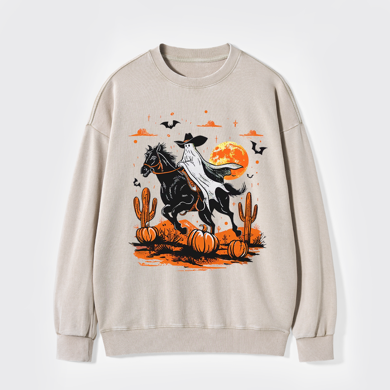 Retro Halloween Ghost Rider Washed Sweatshirts