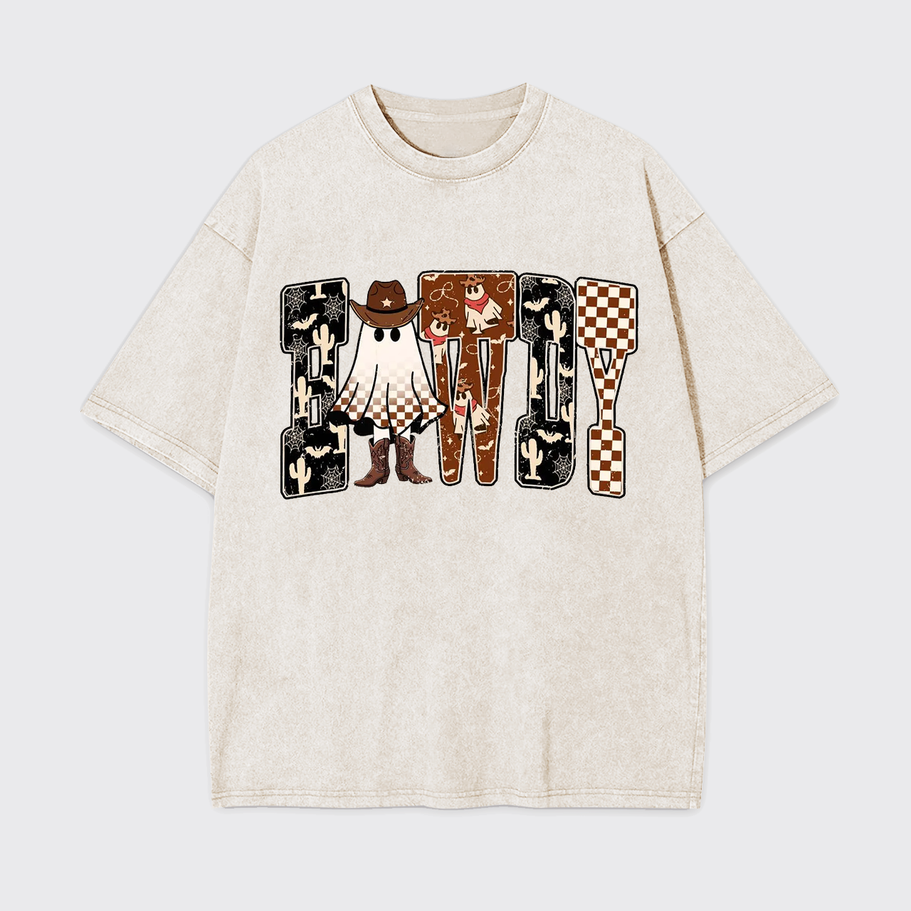 Howdy Western Halloween Ghost Garment-dye Tees