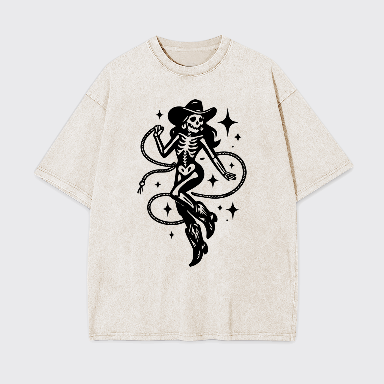 Halloween Skeleton Cowgirl Garment-dye Tees