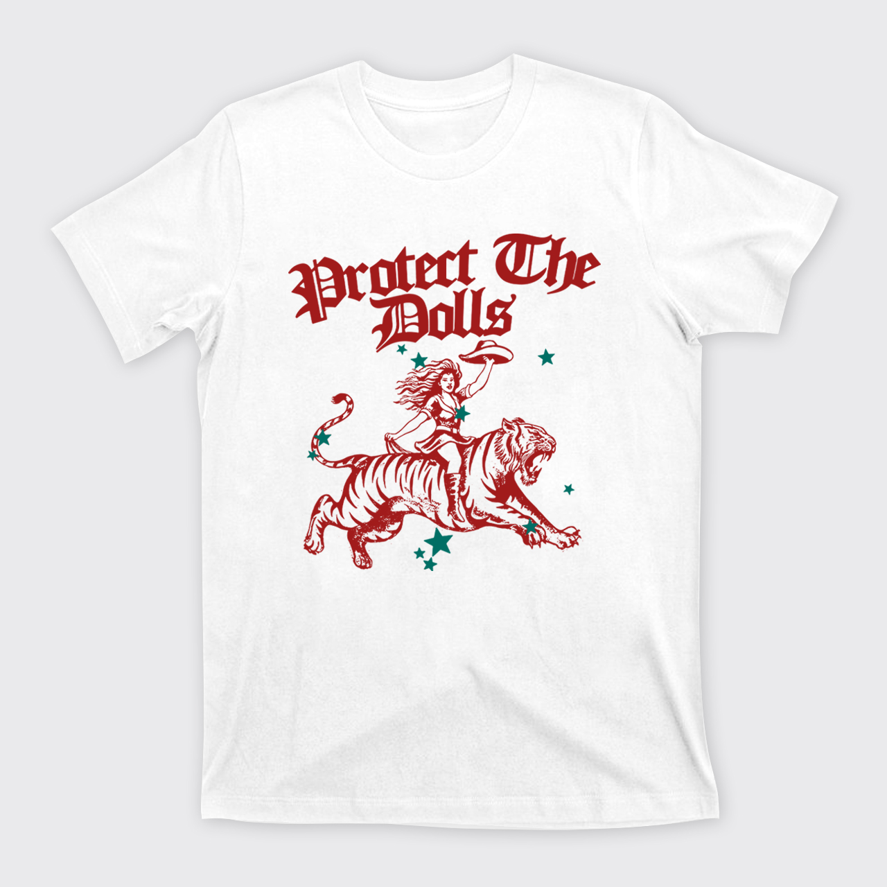 Vintage Cowgirl Riding Tiger T-Shirts