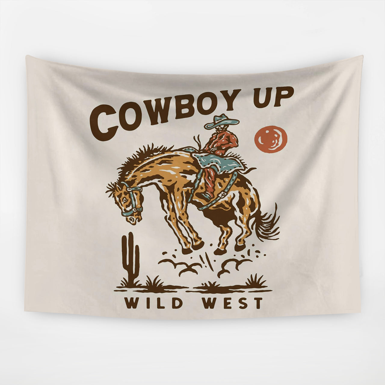 Vintage Cowboy Up Wild West Tapestry