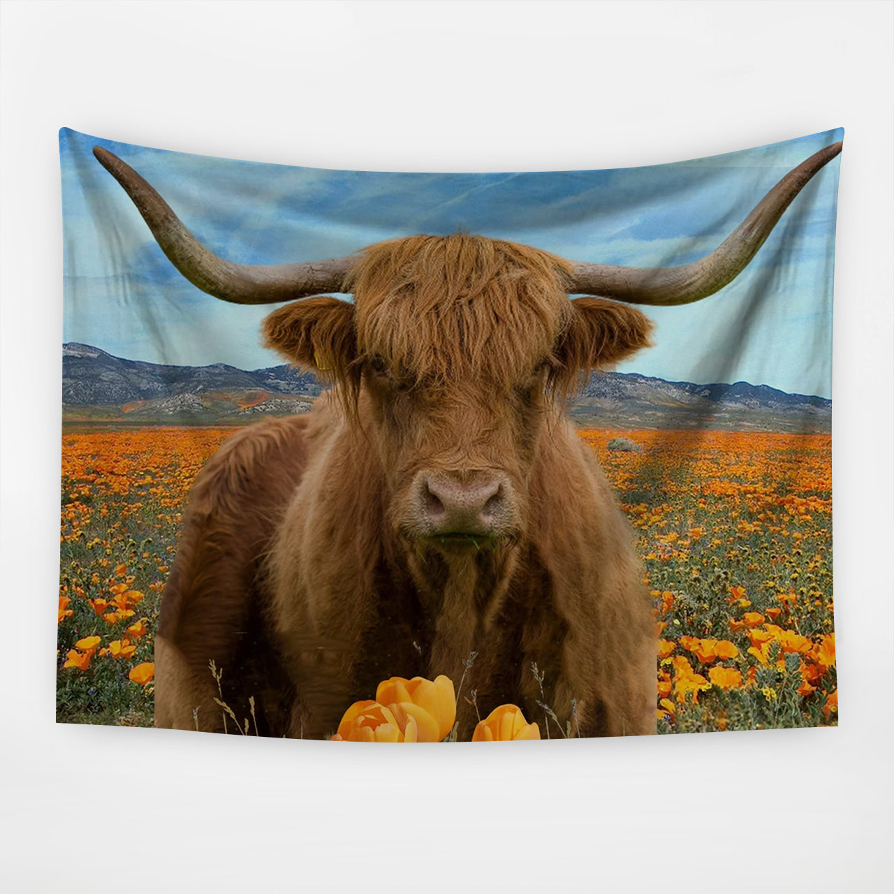 Highland Cow Western Farm Tapestry