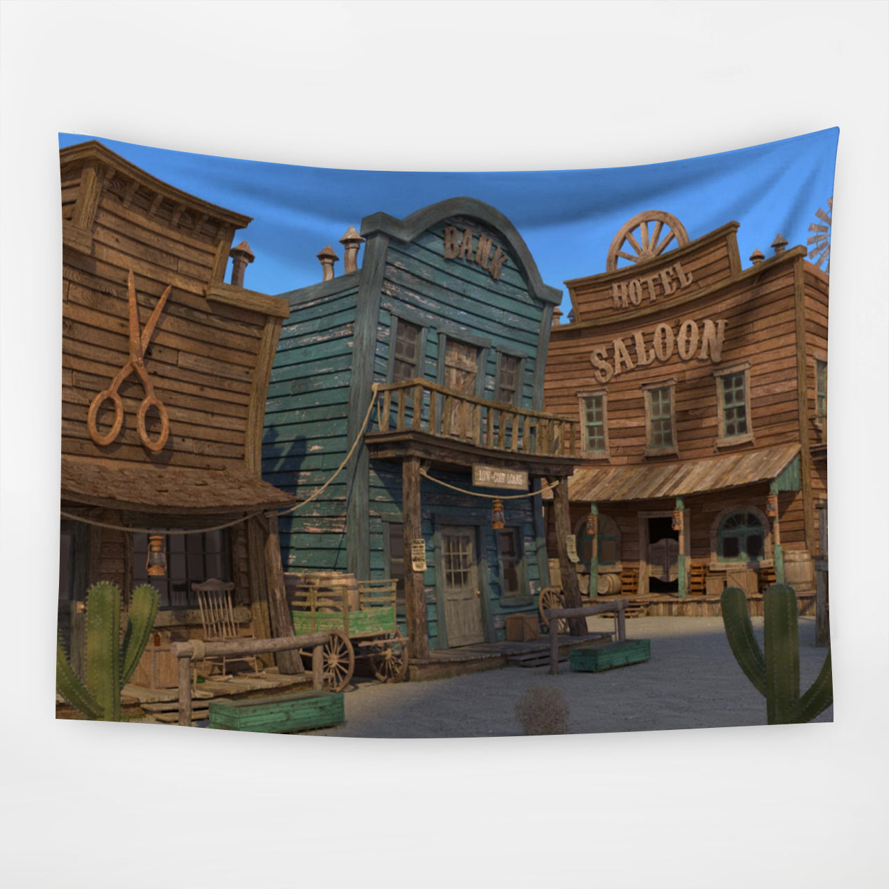 Wild West Town Cowboy Tapestry