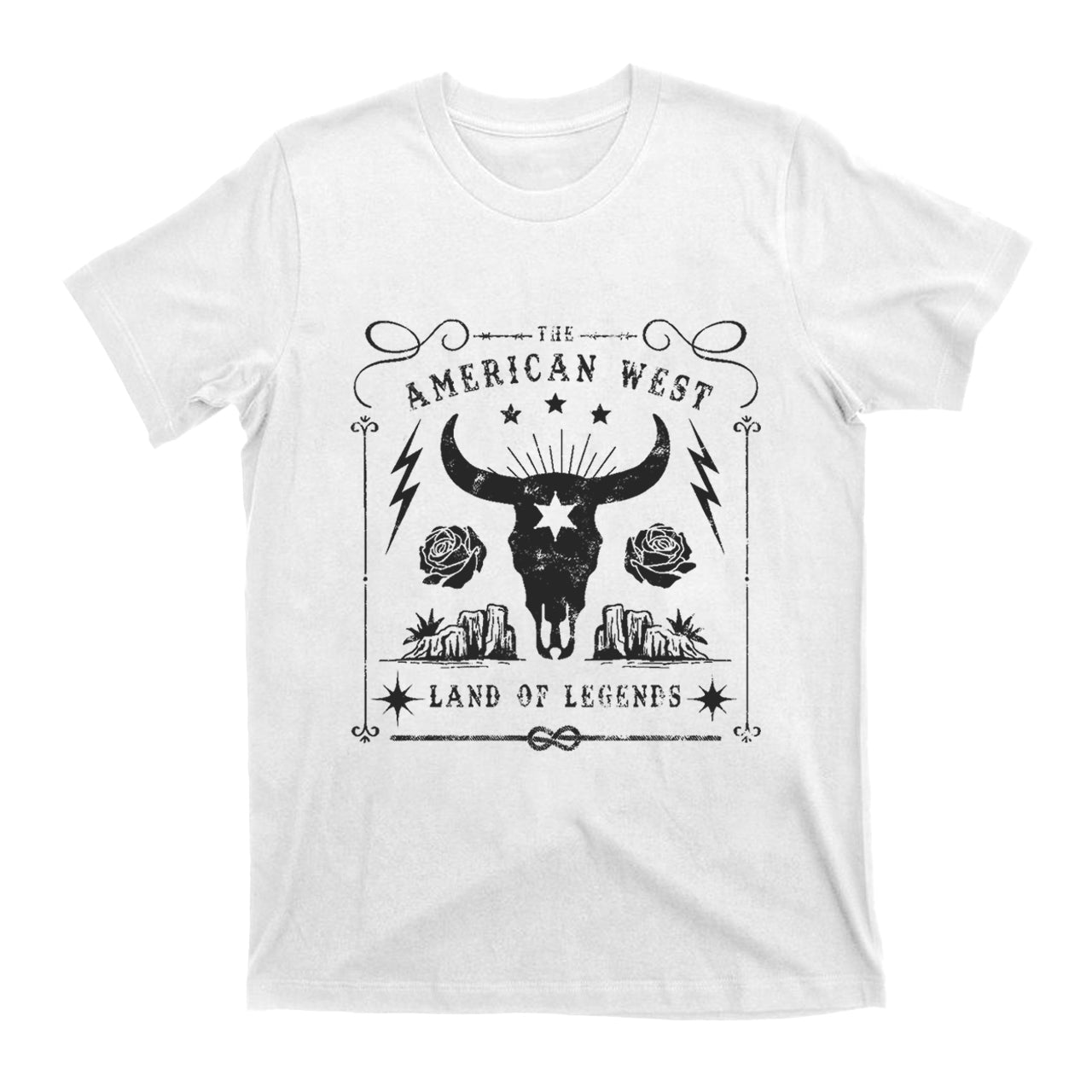 American West Vintage Aesthetic Bull Skull T-shirt