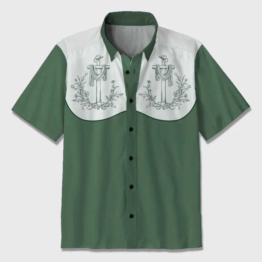 Easter Cross With Cowboy Hat Button Up Shirts