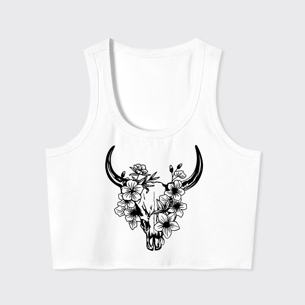 Floral Cow Skull Country Tank Top