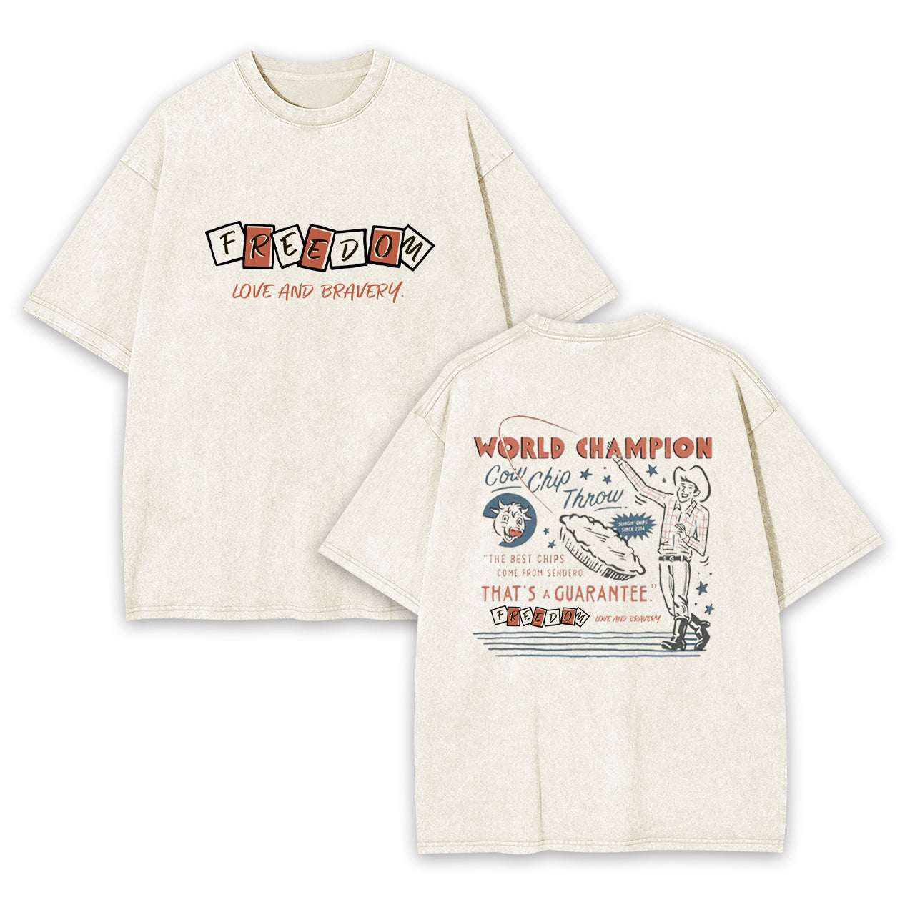 Western Freedom Love and Bravery Garment-dye Tees