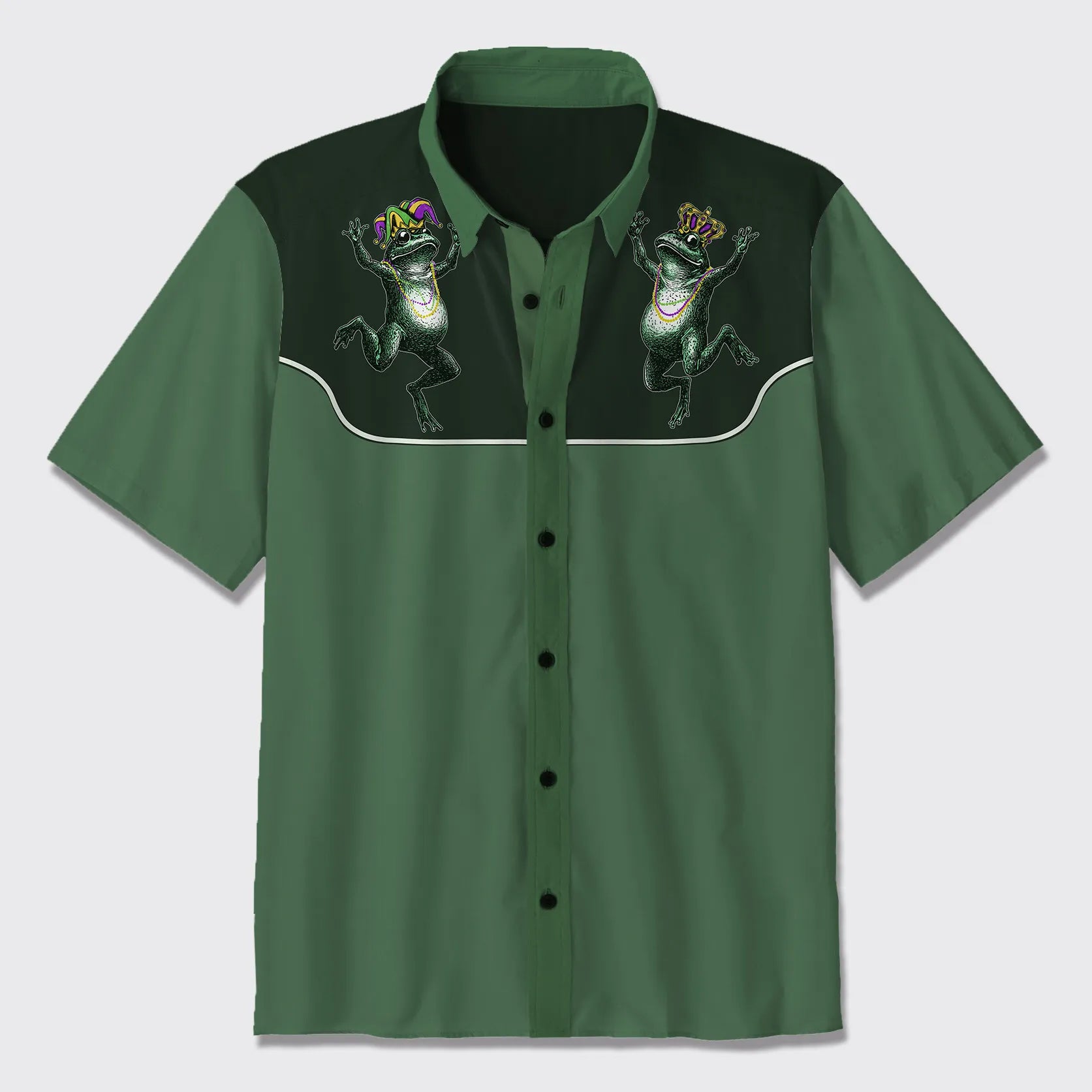 Mardi Gras Frog Gigging Button Up Shirts