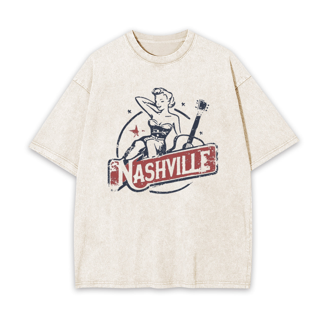 Tennessee Fan Popular Retro Guitar Garment-dye Tees