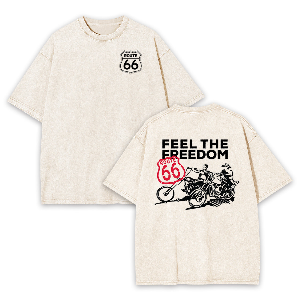 Route 66 Feel The Freedom Garment-dye Tees