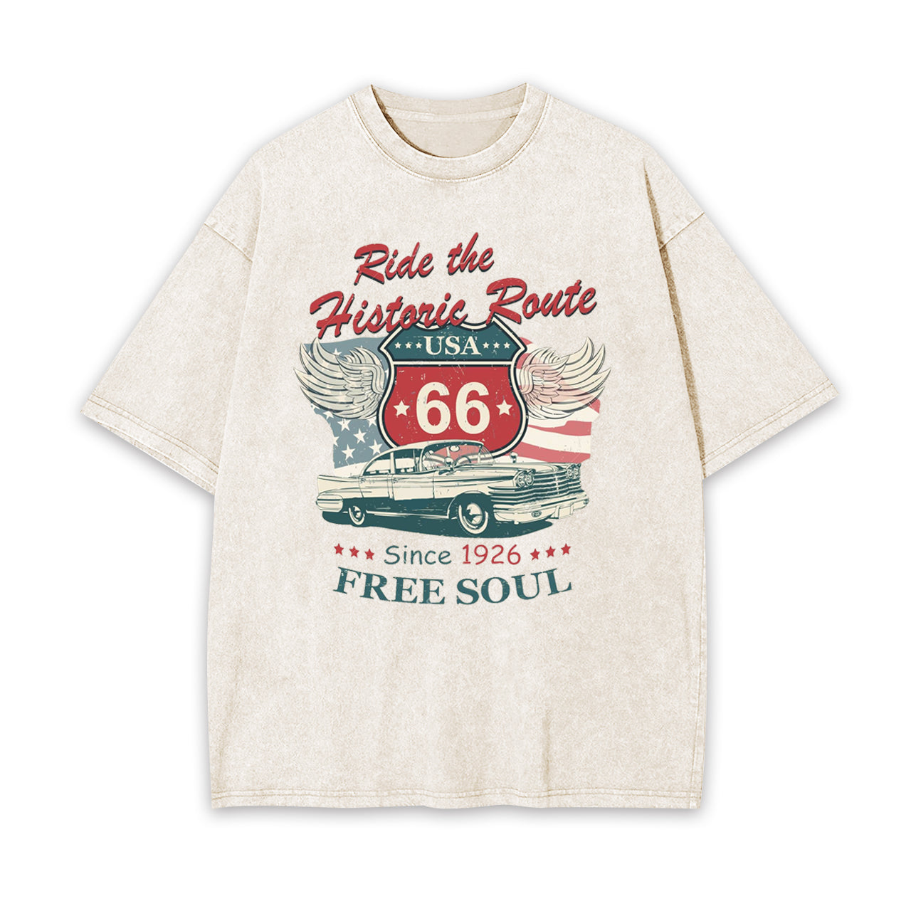 Ride The 66 Route Garment-dye Tees