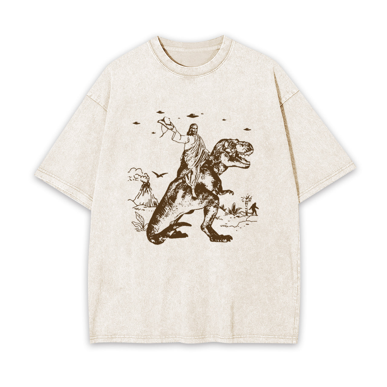 Jesus Riding Dinosaur Garment-dye Tees