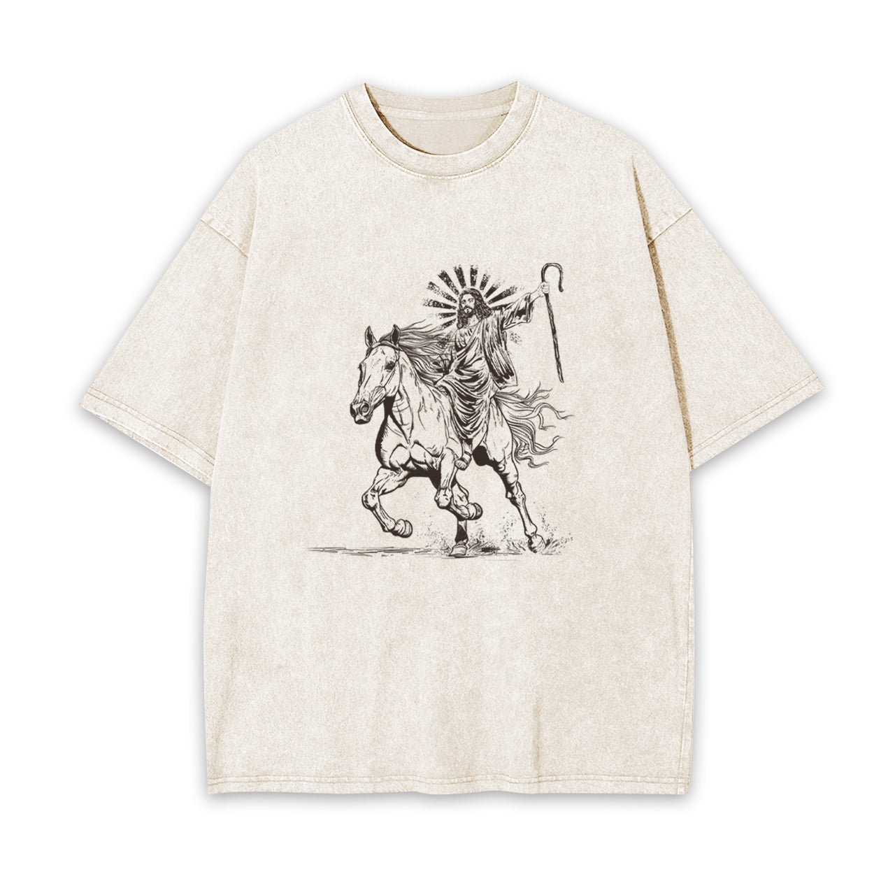Jesus Riding Horse Garment-dye Tees