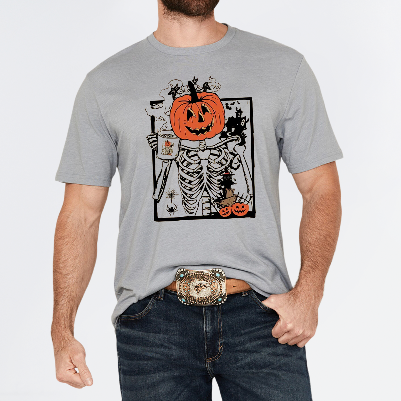 Skeleton Pumpkin Coffee Halloween T-Shirts