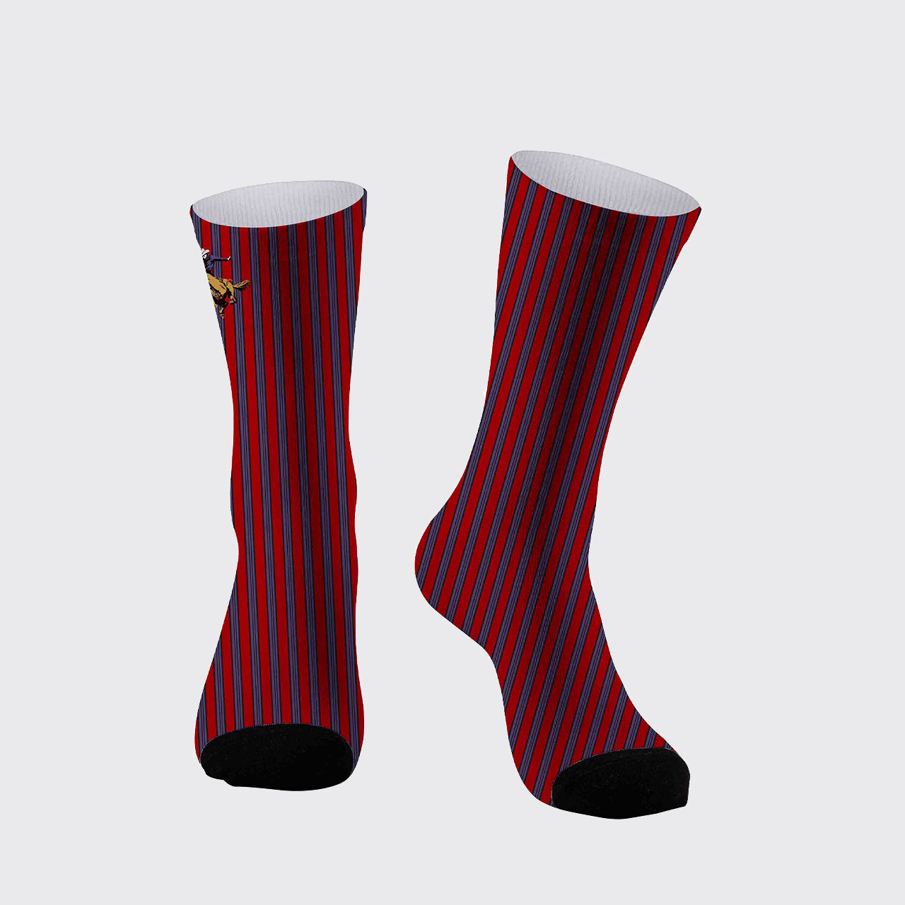 Red Riding Stripe Printed Cotton Socks